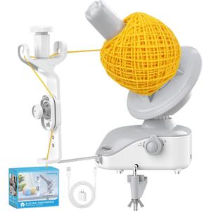 Electric Yarn Ball Winder - Automatic Wool Yarn Spinner with Stepless Speed & Strong Tension, Compact Wool Winder for Knitting Crocheting, Yarn Cake Maker (White)