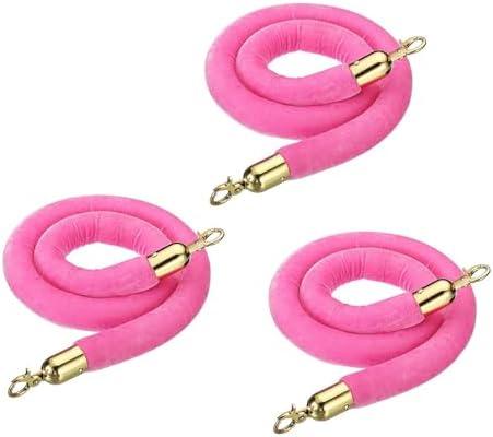 LQSYBHD 3 Pcs Velvet Rope,Velvet Stanchion Rope,Hanging Rope,Stanchion Rope,Crowd Control Rope with Snap Hooks,Carpet Ropes,for Party Event and Red Carpet(Size:4.9ft)
