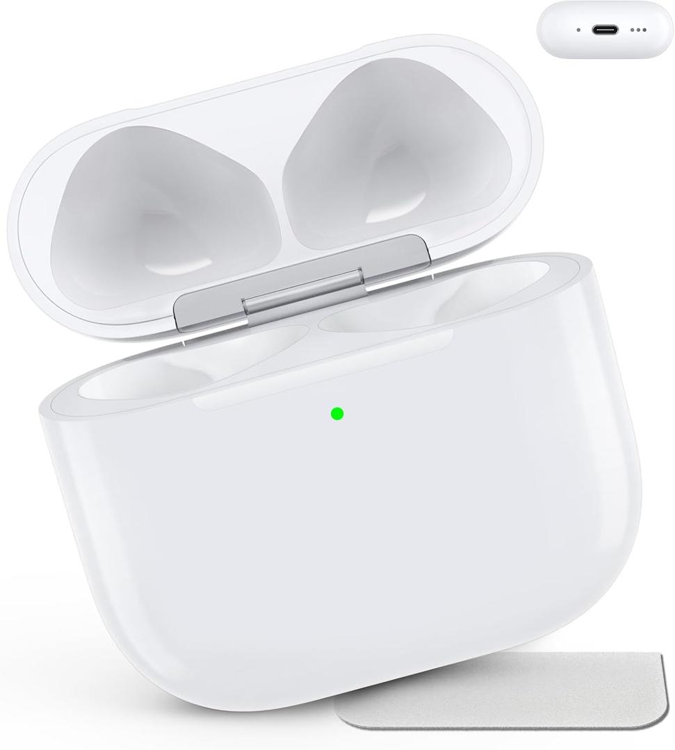 Wireless Charging Case Compatible with AirPods 4, Replacement Case for AirPods 4, Bluetooth Pairing Sync Button, Includes Gray Microfiber Cleaning Cloth, Earbuds Not Included (USB-C Port)