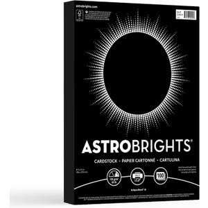 Astrobrights Color Cardstock, 65 lb Cover Weight, 8.5 x 11, Eclipse Black, 100/Pack