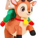 JUROSAICA Inflatable Reindeer Costume Adult Blow Up Deer Elk Animal Costumes Ride On Holiday Inflatable Halloween Christmas Costume For Women Men Party