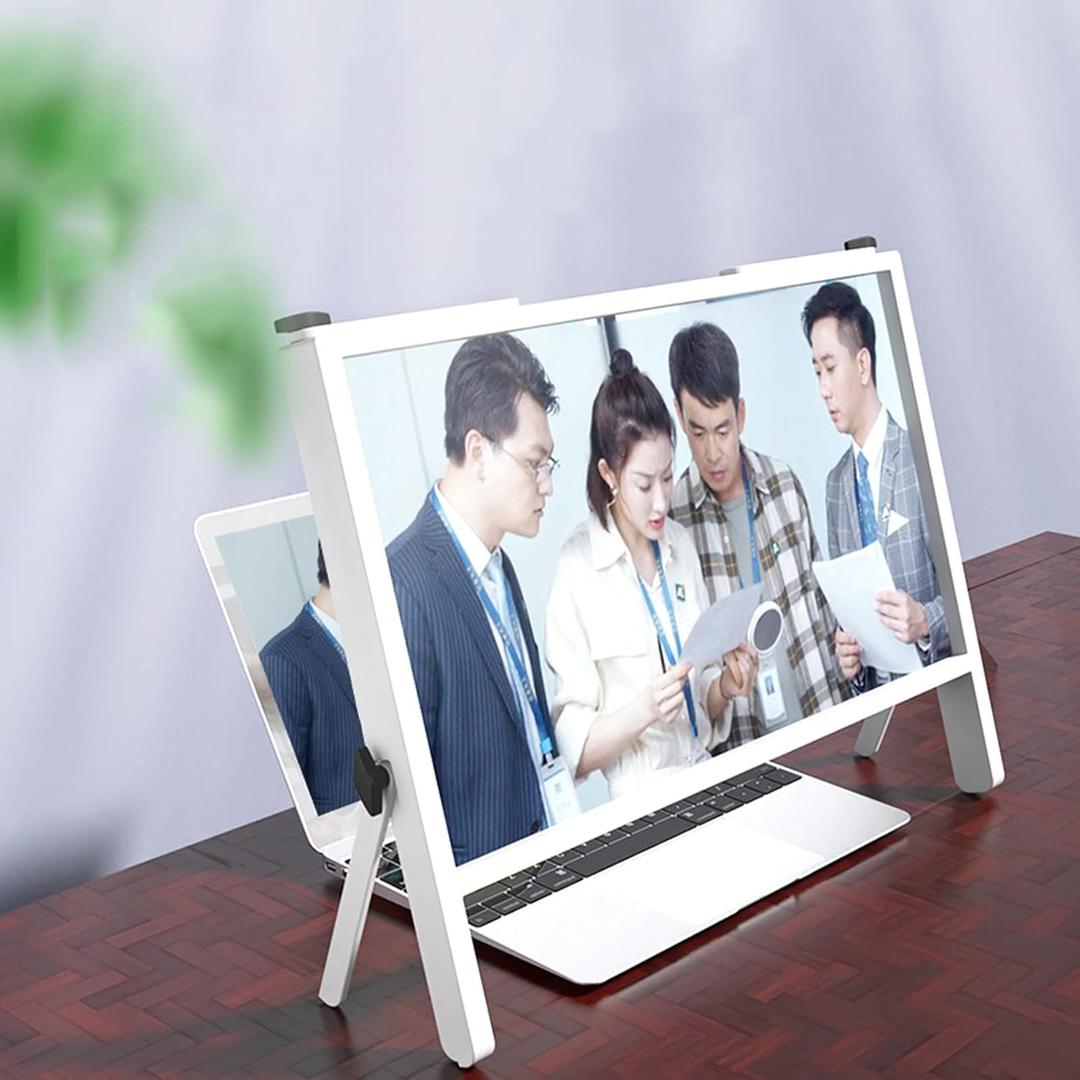 3D Laptop Screen Magnifying Glass, 21" Foldable Screen Magnifying Glass Protector, Compatible with Laptop, Ipad, Mobile Phone, HD/Anti-Blue Light/Anti-Radiation/3 Times Magnifying Glass (White)