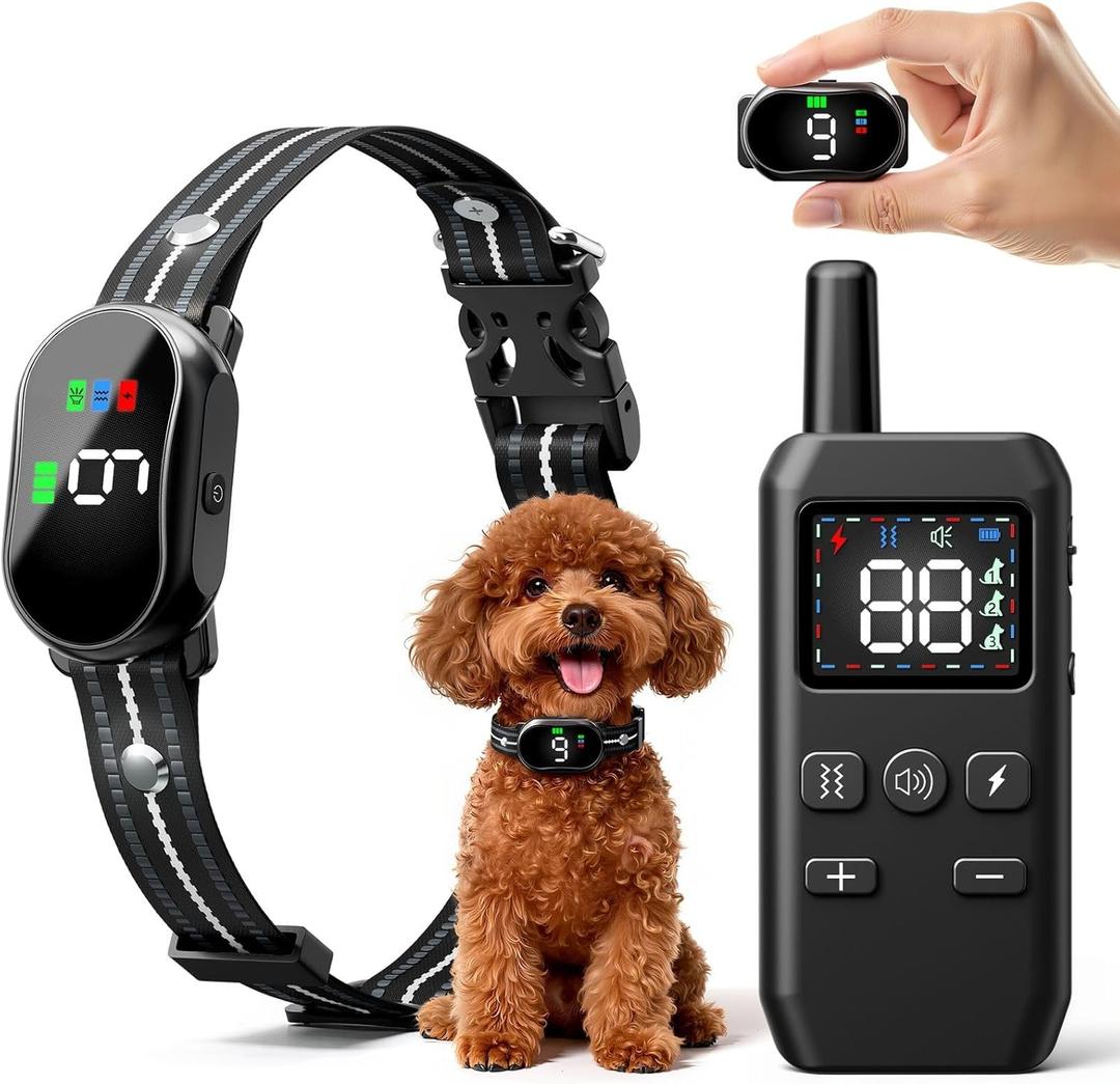 Small Shock Collar for Small Dogs(5-30Lbs), Dog Training Collar with Remote for Small & Medium Dogs, 3 Channels, Waterproof, Rechargeable, Collar with Beep, Vibration, Safe Shock,1300ft