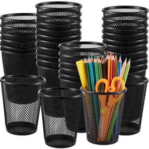 Henoyso 36 Pack Mesh Pencil Holder Wire Mesh Pen Cup Black Pen Holder for Desk Metal Pen Organizer Pencil Cup Marker Holder Makeup Brush Holders for Home Office Supplies Accessories