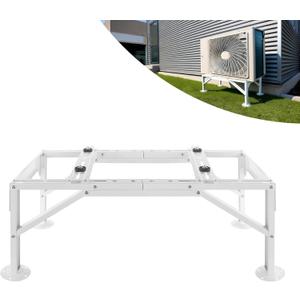 Mini Split Ground Stand for 9000-18000 BTU, Mini Split AC Bracket for Ductless Air Conditioners Heat Pump System,Heavy Duty Condenser Stand Adjustable Length 9.6" to 33.1" Max Load 500Lbs(White)