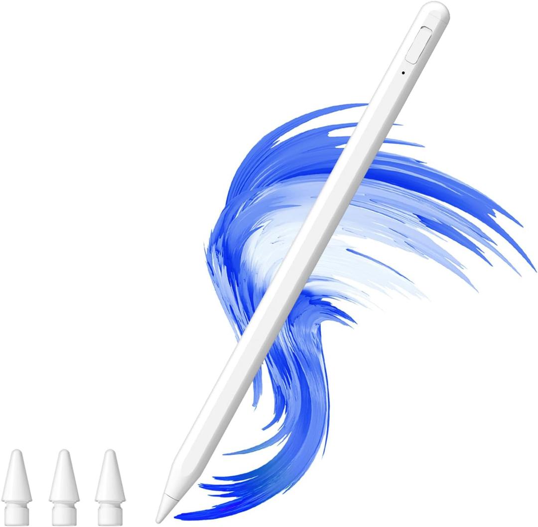 Uogic Stylus Pen with Shortcut Function, Active Pencil for iPad 6/7/8/9/10, Pro 11"/12.9", Air 3/4/5, mini 5/6, Pro M4, Air M2 (White)