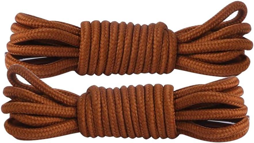 2 x 2 Pair Round Boot Laces, Shoelaces for Outdoor Work & Hiking Boots, Shoes Strings for Adults, Kids, Men, Women (43 inches, Coffee)