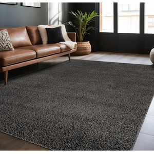 Non Slip Solid Area Rug Dark Gray 6x9 Rubber Back Soft Rugs for Living Room Kitchen Bedroom and Hallway Stain Resistant Washable Easy Cleaning Non Shedding Carpet Dark Gray 6 x 9