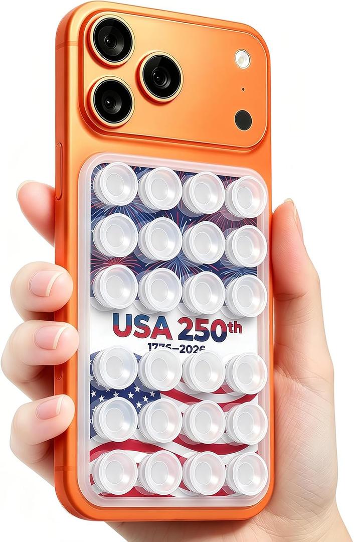 2 x 250th Anniversary USA Gift for Him/Her - Anteel OG Silicone Suction Cup Phone Adhesive Mount - Hands-Free Sticky Phone Holder - Strong Suction Grip for Selfies and Videos - 2.4" x 3.8"