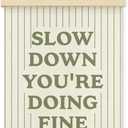 Shrago Slow Down You're Doing Fine Wall Art, Inspirational Positive Affirmation Green Striped Poster Hanger Frame for Bedroom Living Room Home Office Wall Decor, 12x16 Inch