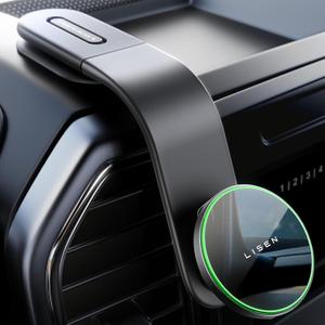 LISEN 15W for MagSafe Car Mount Charger, 360% Adjustable Aluminum Alloy Arm, Relocatable Car Phone Holder, Magnetic Wireless Fast Charging Car Mount Charger for iPhone 16/15/14/13/12 Pro Max&Plus Mini