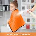 Deepsoon Heating Pad,Electric Heating Pads for Back,Neck,Moist Heating Pad for Abdomen Shoulder Knee Legs,Dry/Moist Heat&Auto Shut Off,Mother's Day Birthday for Men and Women,Orange Black,33x17 Inch