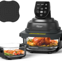 5-in-1 Glass Air Fryer for Zero-Oil Healthy Cooking, Space-Saving 1500W Countertop Cooker with 4QT 6-Cup Glass Bowl, Non-ToxicSafe & Dishwasher Friendly for Small & Large Family Meals