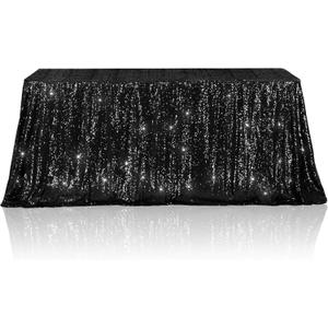 Poise3EHome Black Sequin Tablecloth 5072 Inch Rectangle Table Cover Overlay for Birthday Halloween Party Holiday Baby Shower Decoration (72" x 50" (Rectangular))