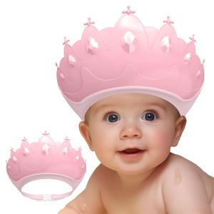 Baby Shower Cap Shield, Baby bath set shower cap, Visor Hat for Eye and Ear Protection for 0-9 Years Old Children,Cute Crown Shape Makes the Baby Bath More Fun (Pink) LiLiBBShie