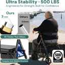 Bariatric Rollator Walker with Seat for Seniors, 500lb Capacity Aluminum Frame, Zero Wobble, 16lb Lightweight, 8" All Terrain Wheels, 10-Level Adjustable Handle/Seat, Cup Holder, Cane Clip