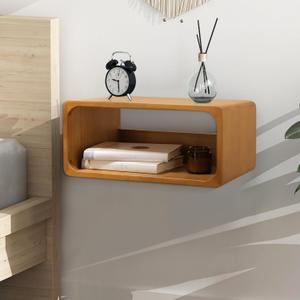 Floating Nightstand, Wall Mounted Bedside Shelf, Handmade Bedroom Furniture,Pine Wood Floating Bedside Table, Minimalist and Unique Style 18x 10x 7.5 Walnut