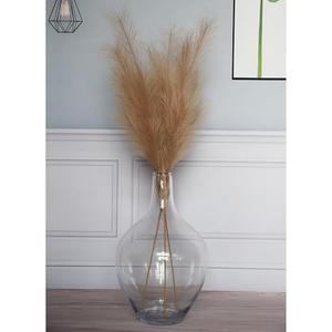 20" Tall Extra Large Glass Floor Vase for Pampas Grass Plants Flowers, Hand Blown Big Glass Vase, Big Clear Jug Vases for Table Decor, Heavy Duty Glass Vase - Boho Home Decor, Clear