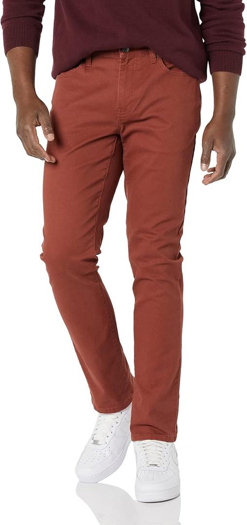 Amazon Essentials Men's 5-Pocket Stretch Twill Casual Pants, Rust, 31W x 32L