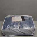 KASENTEX King Size Comforter Set 3 Piece,Seersucker Breathable Fabric,Lightweight Fluffy Down Alternative,Box Stitch Quilting, All Season Machine Washable with 2 Pillow Shams, Navy Blue