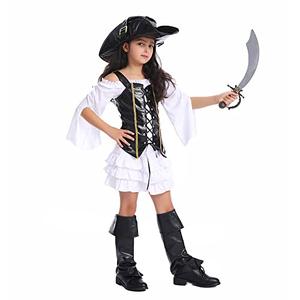 PGOND Cute Pirate Costume Girls Halloween Costume (L-10-12Y)