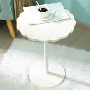 Geelin Scalloped Side Table 15.75''x21.46'' Modern Round Wooden Accent Table with Wavy Design Nightstand Decorative End Table for Living Room Bedroom Small Space Office Entryway Decor