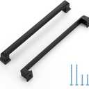 Ravinte Hardware 5 Pack Matte Black Cabinet Pulls, 7-1/2 Inch (192mm) Hole Center Zinc Alloy Drawer Handles for Kitchen Cabinets, Cupboards, Dressers, Square Solid Metal Hardware