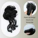 Black Messy Bun Hair Clips with Hair Attached Curly Ponytail Extension Easy Updo Hair Piece for Ladies