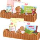 Nursery Book Shelves 2PCS Scalloped Book Shelf for Kids Rooms Artificial Rattan Nursery Bookshelf Wall Hanging Floating Book Shelves for Wall Bedroom Living Room Decor