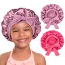 YANIBEST 2 PCS Baby Bonnet Silk Satin Bonnet for Kids Sleeping Cap Curly Natural Hair Silk Bonnets for Girls Boys Infant (5-12 Years, Purple)