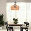 SOTTAE Rattan Boho Chandeliers for Dining Room,5-Light Adjustable Farmhouse Chandelier Light Fixture with Wicker Lampshade,Boho Hanging Pendant Lighting for Kitchen Island, Bedroom, Living Room, large