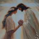 Jesus Praying with Woman Canvas Wall Art Jesus with Girl Painting Christian Cross Wall Decor Pictures God Poster Prints for Living Room Bedroom Church Home Decorations 16x24in Ready to Hang