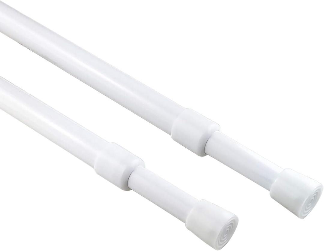 KXLIFE 2 Pack 5/8" Tension Curtain Rod, RV Tension Bars, Cupboard Rods White 10 to 16 Inch