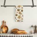 TNUW Fall Mushroom Dragonfly Kitchen Towels 16x24 Inch, Vintage Cottagecore Fall Botanical Dish Tea Towels for Kitchen, Farmhouse Rustic Pine Cone Snail Decorative Hand Towel for Bathroom Decor