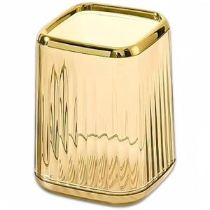 Aesthetic Pen Holder for Desk Cute Office Supplies Cubicle Decor Kawaii Workspace Accessories Boho Makeup Organizer for Women Girls Pencil Cup Aesthetic Rotating Caddy for Home Office (Gold)