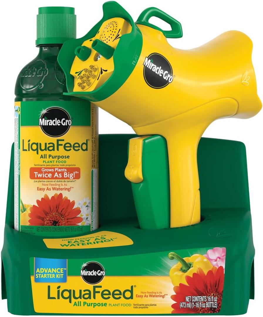 Miracle-Gro LiquaFeed All Purpose Plant Food Advance Starter Kit, For Flowers, Vegetables, Trees and Shrubs, One 16 oz. Plant Food and One Feeder (EXP 03/05/26)