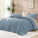 Andency Grayish Blue Super King Comforter, 3 Pieces Boho Bedding Set