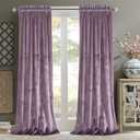 Roslynwood Luxurious Velvet Lavender Curtain 84 inches Long - Curtains Light Blocking Rod Pocket Thermal Insulated Noise Absorbing Velvet Drapes for Dining Room/Living Room, 52Wx84L /2 Panels