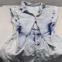 Quzzion Womens Summer Jean Romper Vintage Sleeveless Tops Lapel Button Sexy Denim Short One Piece Jumpsuit Large