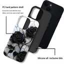 Case for iPhone 14 - Slim Fit Anti-Scratch Phone Case for Girl Women - Black Rose Stained Glass (Glossy)