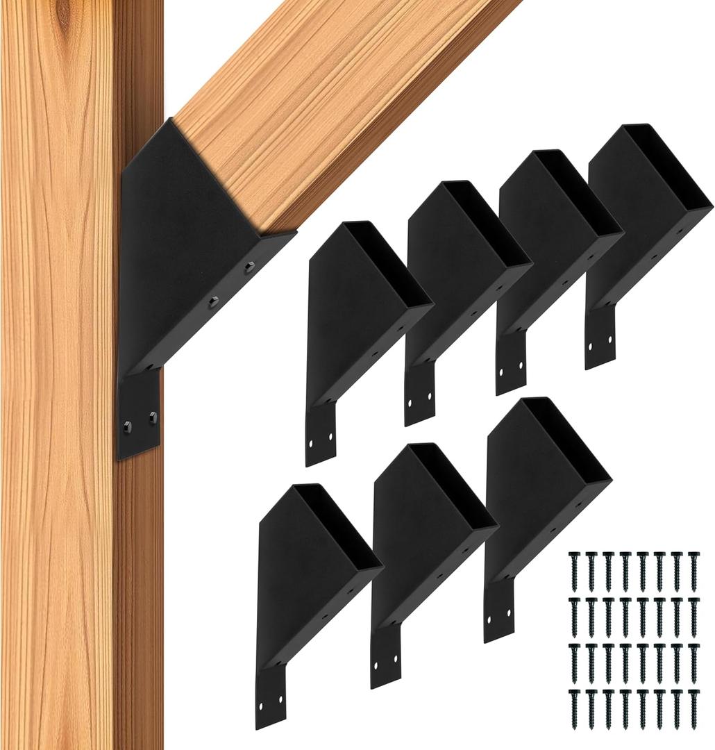 Iron Forge Tools 2x4 Pergola Brackets - 8 Pack Powdercoated Steel Corner Pergola Kit - 45 Degree Angle Bracket Angle Brace for DIY Installation - Hardware Kit and Accessories, Roof Gazebo Kits