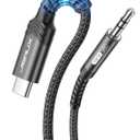 JSAUX USB C to 3.5mm Audio Aux Jack Cable [3.3ft], USB Type C to 3.5mm Headphone Stereo Cord Car Compatible with iPhone 16 Pro Max/15 Pro Max Plus, iPad Pro, Samsung Galaxy S24 S23 Ultra, Pixel-Black