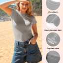 BAMBOO COOL Women's Skin-Tight Soft T-Shirts Short Sleeve Slim Fit Tops for Women Cute Basic Tees (XX-Large, Grey)