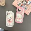 for iPhone 17 Pro Max Cute Cartoon Cat Case,Women Girls Kids 3D Bow Kawaii Cat Face Makeup Mirror Soft TPU Clear Protective Phone Cover for iPhone 17 Pro Max 6.9inch White