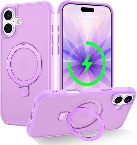 CHAOFEnG Magnetic Compatible with iPhone 17 Case with Stand [Military Grade Drop Tested][Compatible with Magnet] Ring Translucent Slim Hard Back Soft Edge, Lavender