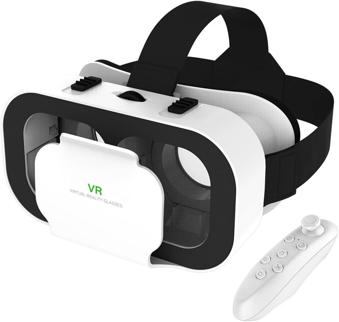 Virtual Reality Headset for Phone with Controller, 3D VR Glasses Adjustable VR Virtual Reality Goggles, Compatible 4.7-6.5 inch for iPhone & Android, for Movies Games Black