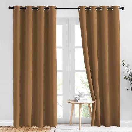 Brown 2Pcs Curtains, Size 62"x84"