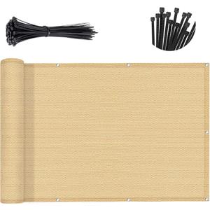 SUNNY GUARD 3'x10' Sand Yellow Balcony Deck Privacy Screen Fence, Apartments Railing Screen, Heavy Duty Wind Screen for Outdoor,Deck,Backyard,Patio PrivacyWe Make Custom Sizes