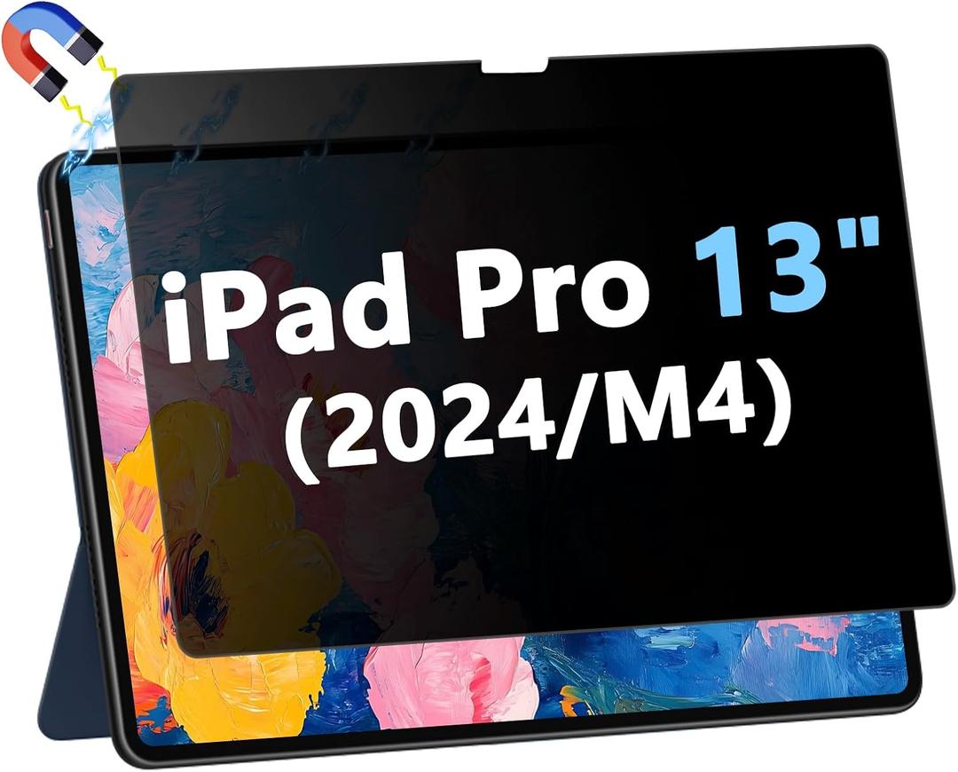 Magnetic Privacy Screen Protector for iPad Pro 13 inch 2024 (M4), Anti-Glare & Blue Light Filter, Removable Privacy Film for iPad Pro 13 M4, Easy Magnetic Attachment