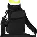 Xxerciz Water Bottle Carrier Bag with Phone Pocket for Owala Free Sip 24oz 32oz Water Bottle, Portable Water Bottle Holder with Adjustable Shoulder Strap Carabiner for Walking Camping Hiking (Black)